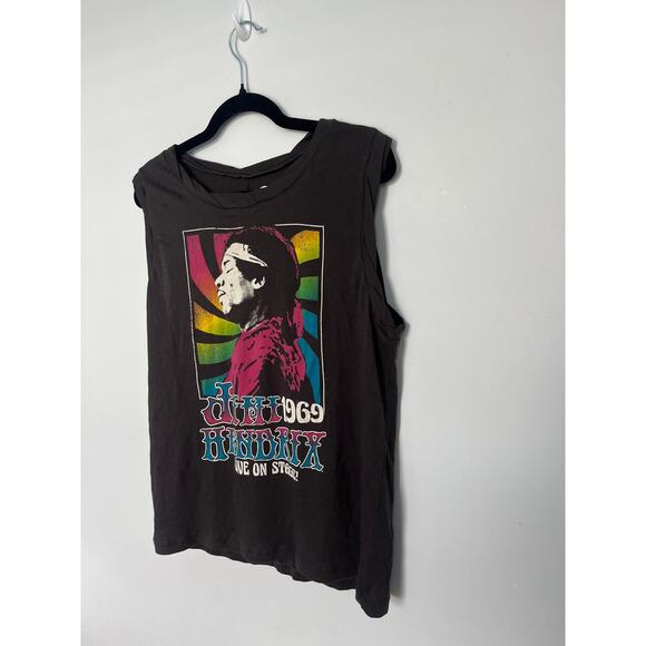 Chaser Jimi Hendrix Graphic Tank Top Womens Large Brown Retro 1969 Sleeveless - Picture 6 of 6
